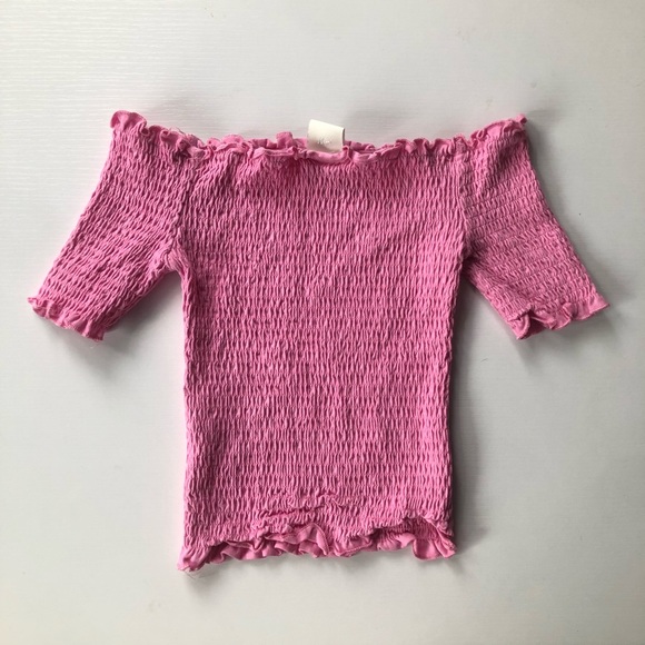 Chic Bubblegum Pink Scrunch off the Shoulder Top - Picture 2 of 6